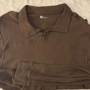 GAP Men’s Brown Long Sleeve Sweater Classic Fit Polo Y2K style oversized